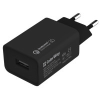 Зарядний пристрій ColorWay 1USB Quick Charge 3.0 (18W) black + cable micro USB (CW-CHS013QCM-BK)