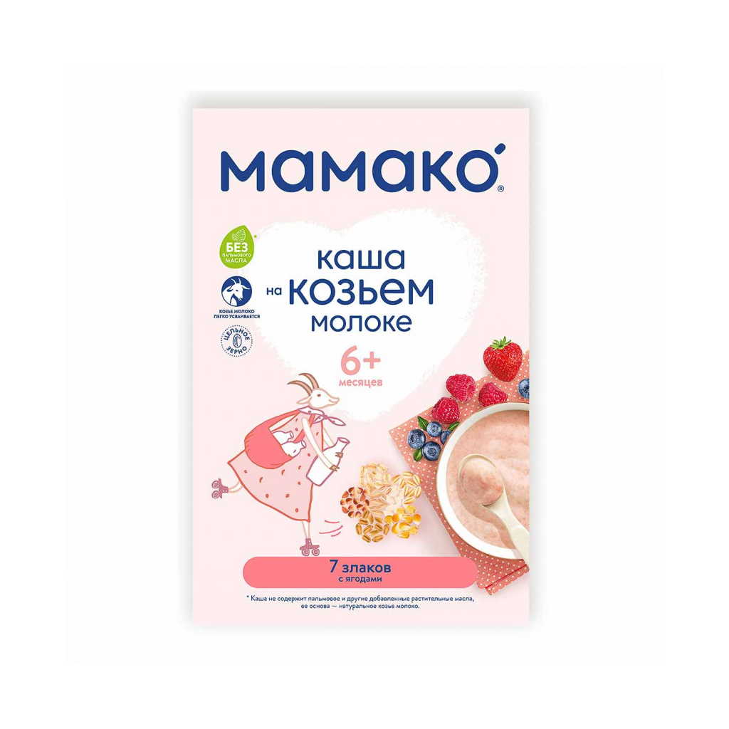 Дитяча каша MAMAKO 7 злаків з ягодами на козячому молоці 200 г (8437022039558)