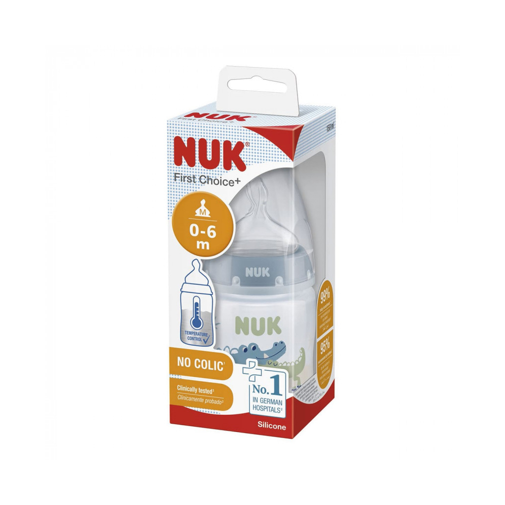Пляшечка для годування Nuk First Choice Plus Крокодили 150 мл Синя (3952401)