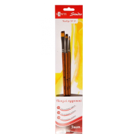 Santi paint brush, set of artistic #4, synthetics, 1pc round (#2), 2pcs flat (#4,8), short handle (310837)