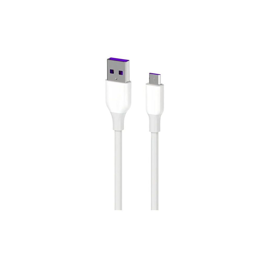 Дата кабель USB 2.0 AM to Micro 5P 1.0m Glow white 2E (2E-CCAM-WH_)