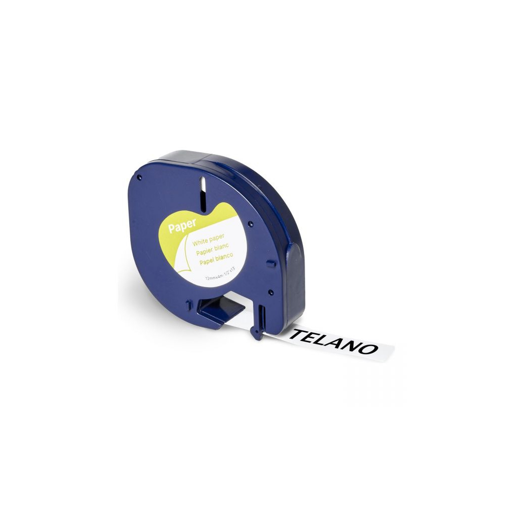Стрічка для принтера етикеток UKRMARK D-91200-BK/WT, сумісна з DYMO 91200/S0721510, для серії LT. 12мм х 4м. black on white (900618)