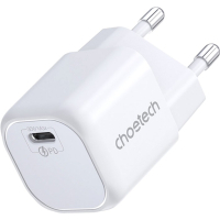 Зарядний пристрій Choetech 1хUSB-C 30W PD QC3.0 PD5007 white (PD5007-EU-WH)