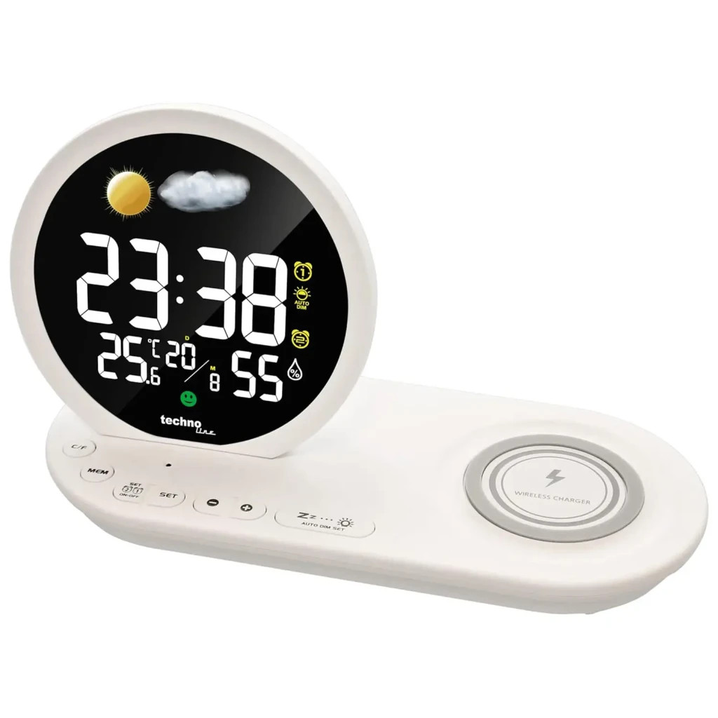 Настільний годинник Technoline Wireless Mobile Charging White (DAS302479)