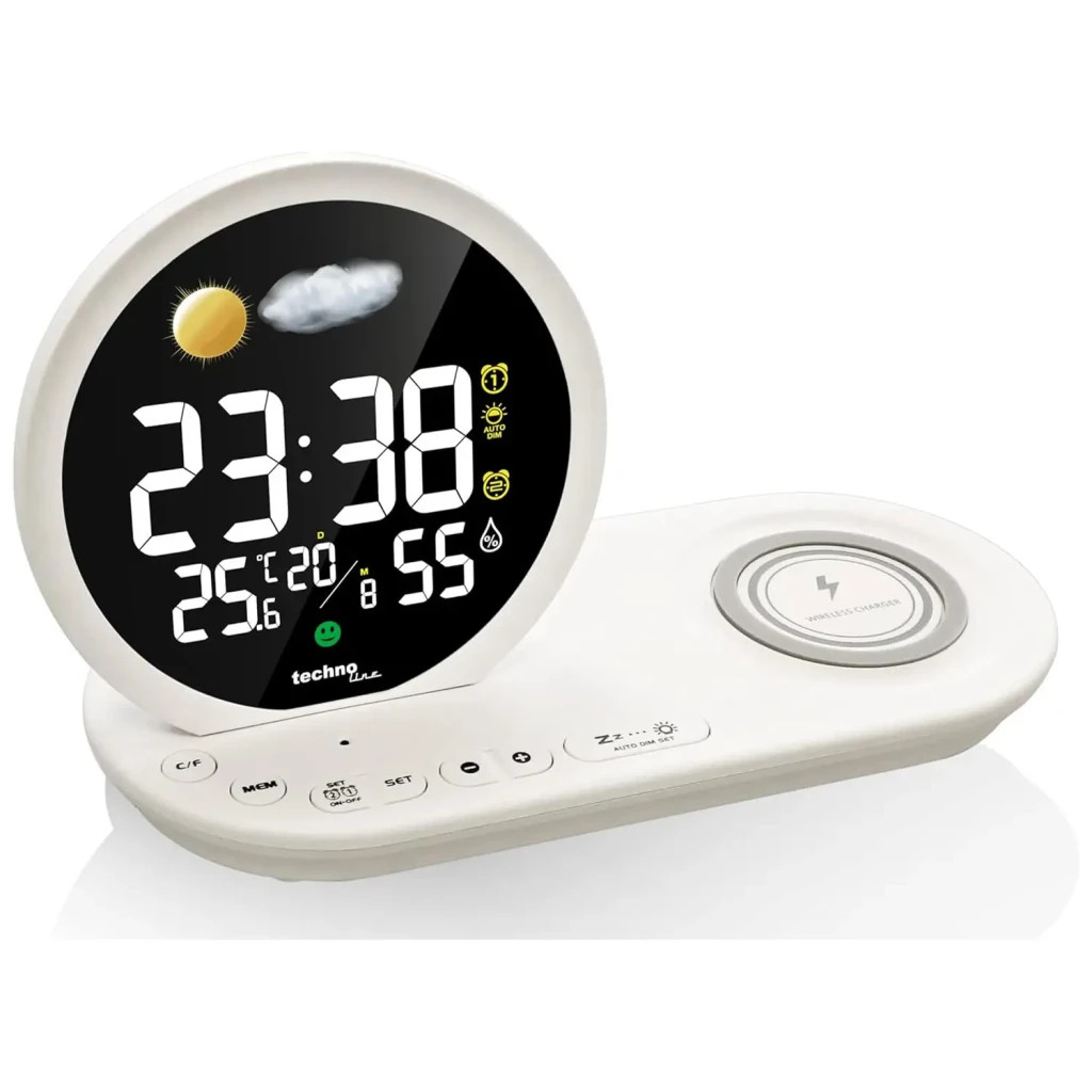 Настільний годинник Technoline Wireless Mobile Charging White (DAS302479)