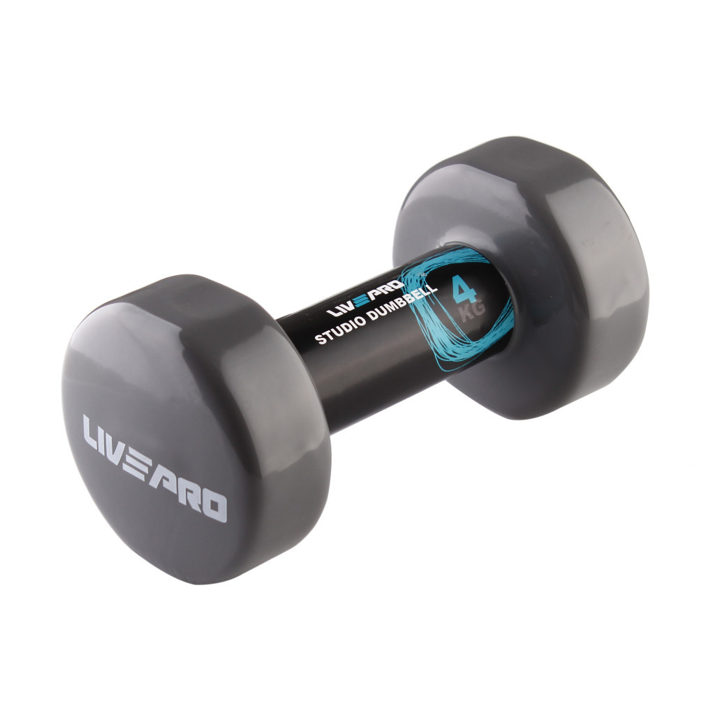 Гантель LivePro Studio Dumbbell LP8076-4 вінілова 1шт сірий Уні 4кг (2020301000071) Гантель LivePro Studio Dumbbell LP8076-4 вінілова 1шт сірий Уні 4кг (2020301000071)