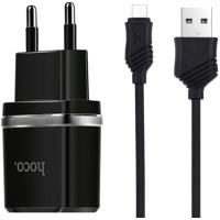 Зарядний пристрій HOCO C12 Smart dual USB (Micro cable)charger set Black (6957531064114)