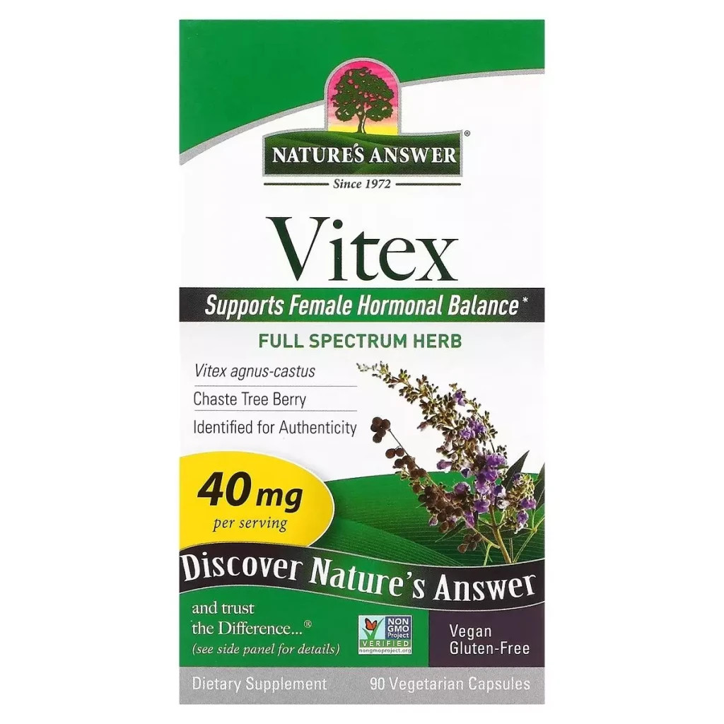 Трави Nature's Answer Вітекс, 40 мг, Vitex, Agnus-Castus Chaste Tree Berry, 90 вегетаріанських кав. (NTA-16354)