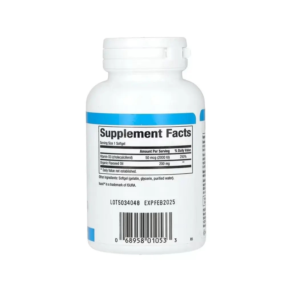 Вітамінно-мінеральний комплекс Natural Factors Вітамін D3, 50 мкг 2000 МО, Vitamin D3, 120 гелевих капсул (NFS-01053)