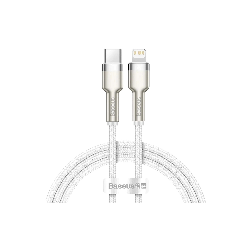 Дата кабель USB-C to Lightning 1.0m Cafule Metal PD 20W white Baseus (CATLJK-A02)