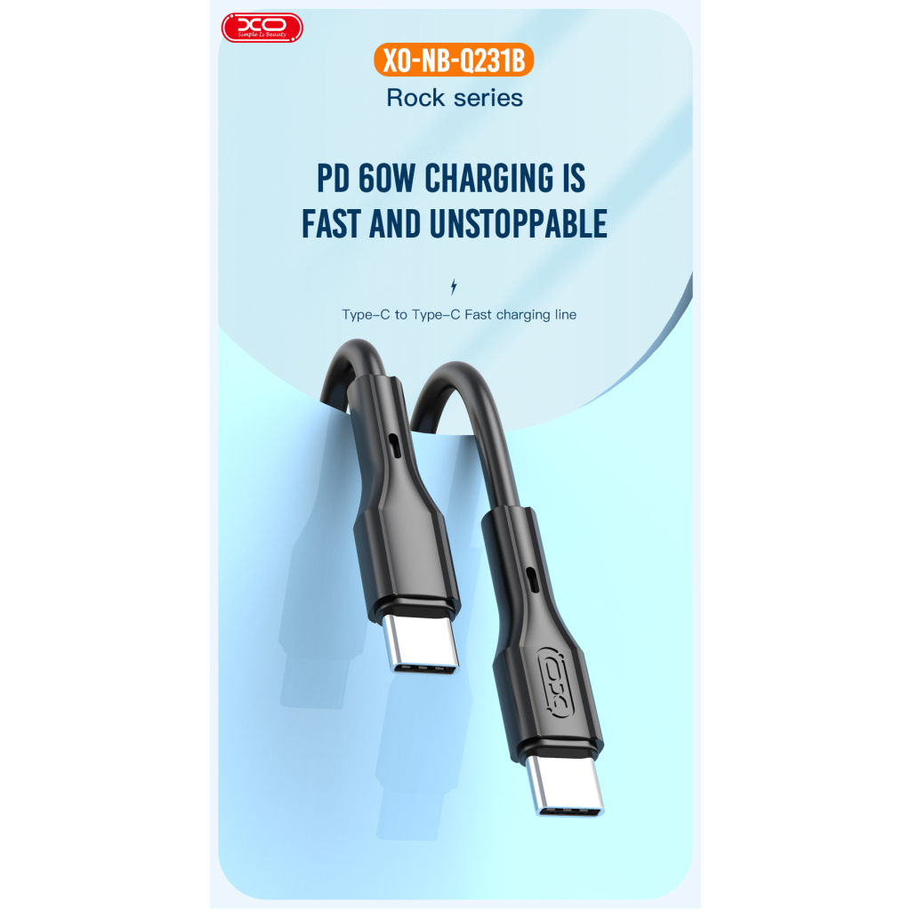 Дата кабель USB-C to USB-C 1.0m 60W Rock XO (NBQ231B_White) Дата кабель USB-C to USB-C 1.0m 60W Rock XO (NBQ231B_White)