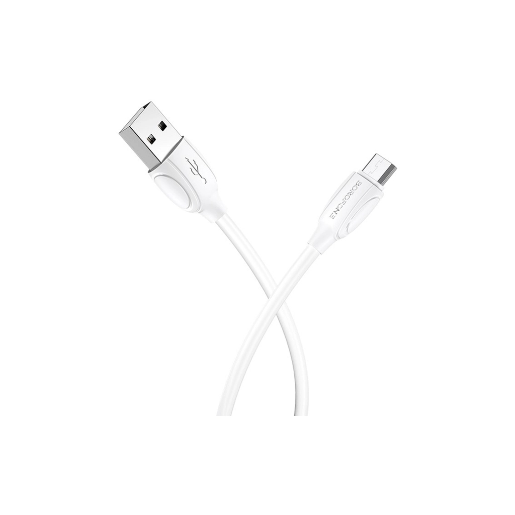 Дата кабель USB 2.0 AM to Micro 5P 1.0m 2.4A white BOROFONE (6931474701787)