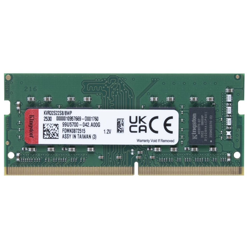 Модуль пам'яті для ноутбука SoDIMM DDR4 8GB 3200 MHz Kingston (KVR32S22S8/8WP)