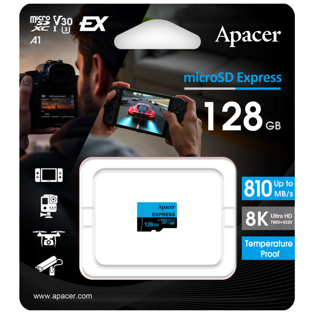 Карта пам'яті Apacer 128GB microSDXC class 10 UHS-I U3 V30 A1 Express (AP128GMCEXG3X17-RA) Карта пам'яті Apacer 128GB microSDXC class 10 UHS-I U3 V30 A1 Express (AP128GMCEXG3X17-RA)