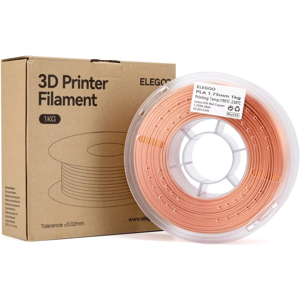 Пластик для 3D-принтера ELEGOO PLA Silk 1кг, 1.75мм, red copper (50.203.0309) Пластик для 3D-принтера ELEGOO PLA Silk 1кг, 1.75мм, red copper (50.203.0309)