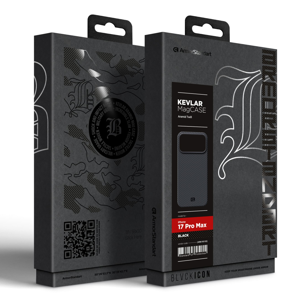 Чохол до мобільного телефона Armorstandart BlackIcon Aramid Twill MagCase Apple iPhone 17 Pro Max Black (ARM90150)