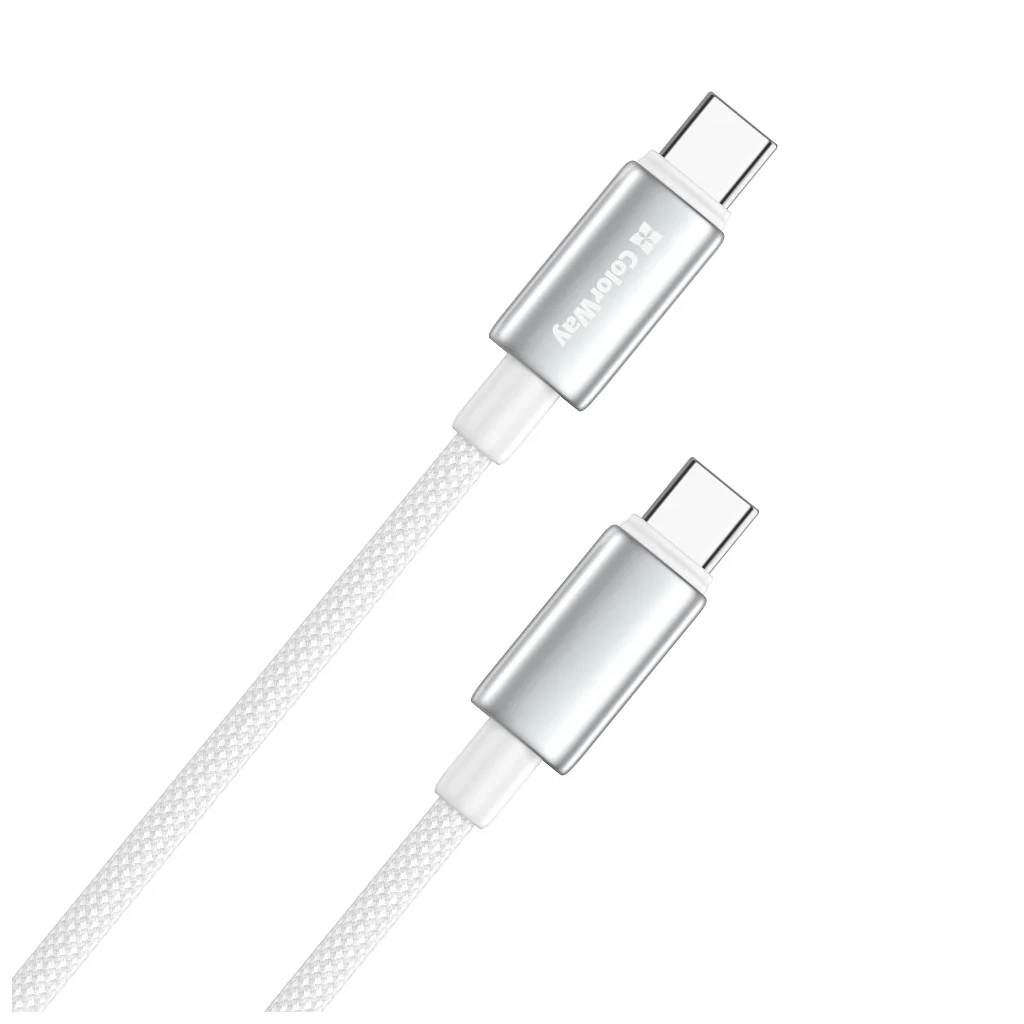 Дата кабель USB-C to USB-C 1.0m 5A 100W zinc alloy braided white ColorWay (CW-CBPDCC098-WT) Дата кабель USB-C to USB-C 1.0m 5A 100W zinc alloy braided white ColorWay (CW-CBPDCC098-WT)