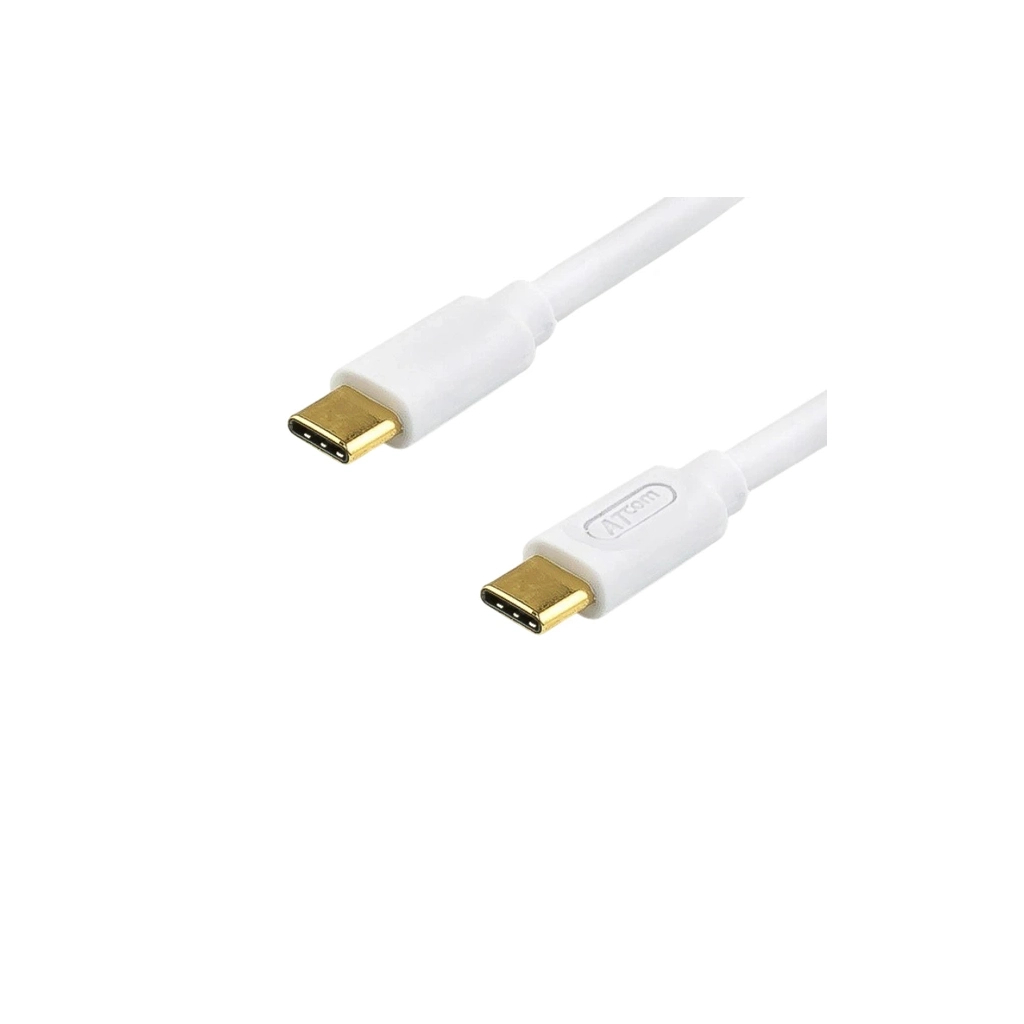 Дата кабель USB-C to USB-C 0.3m 60W 3A QC 3.0 white Atcom (AT-C03)