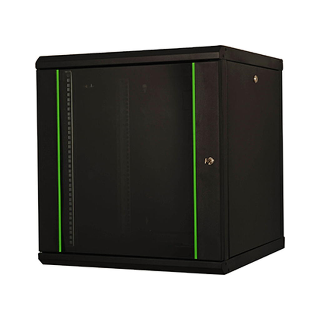 Шафа настінна Lande Proline 12U 19" 600x600, скло, чорна (LN-PR12U6060-BL-111)