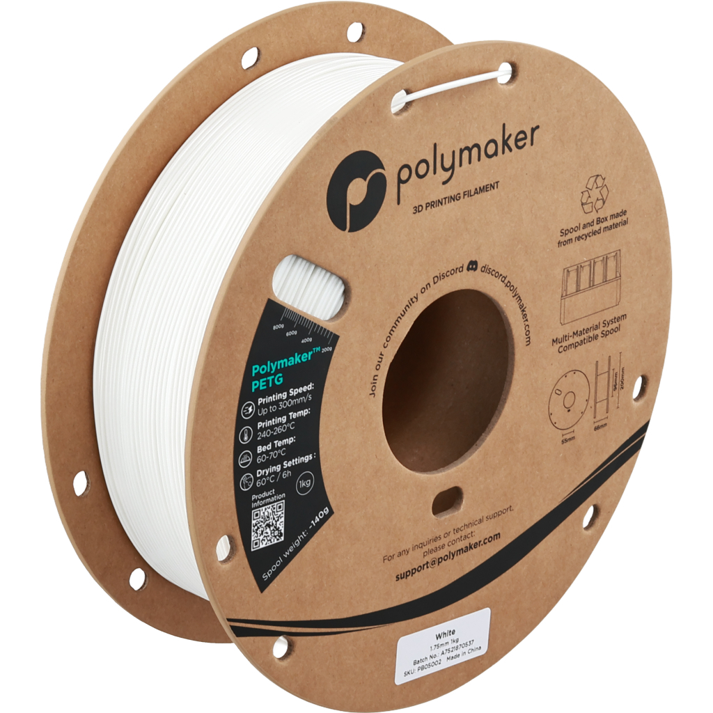 Пластик для 3D-принтера Polymaker PETG 1,75mm 1kg WHITE (PB05002)