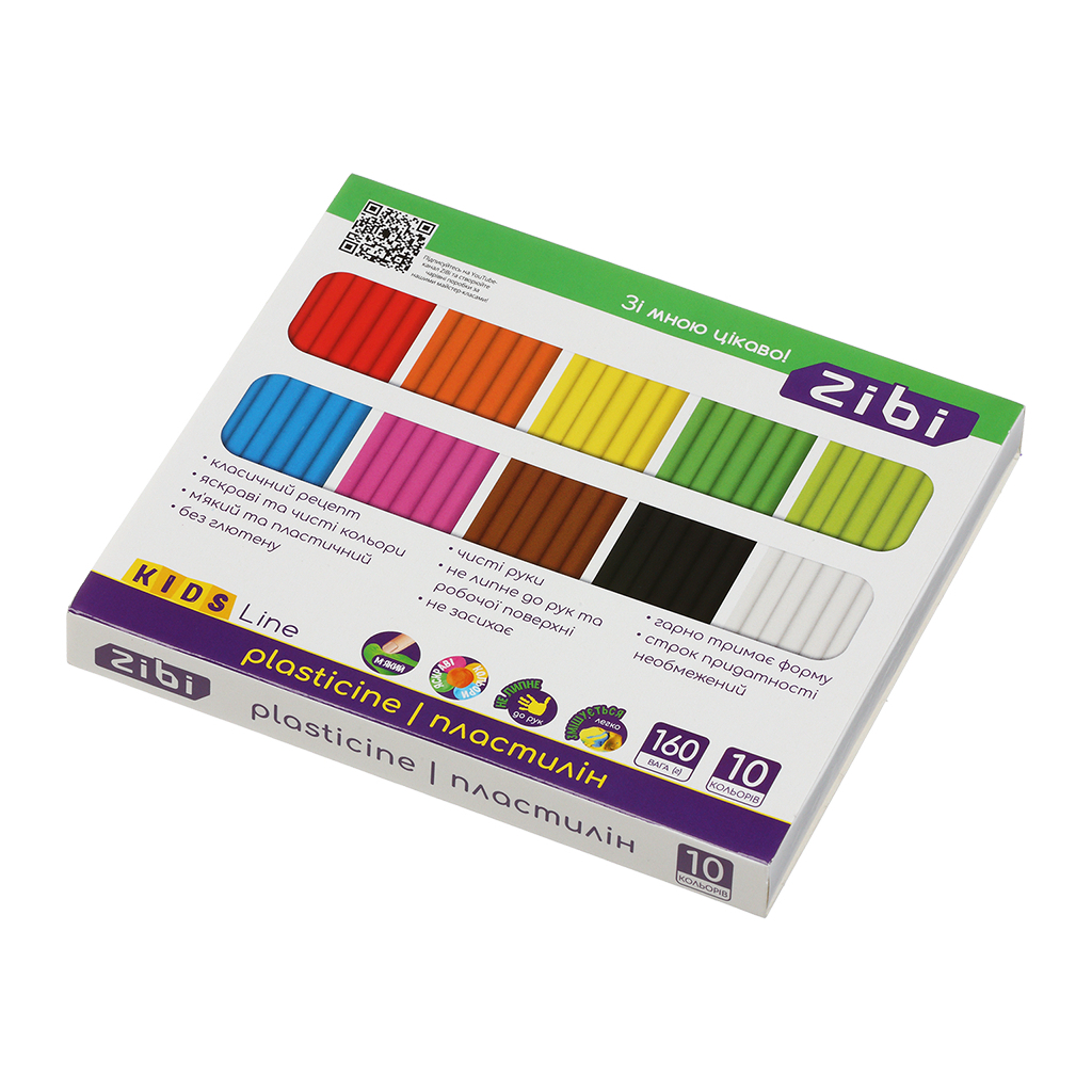 Пластилін ZiBi KIDS Line 10 кольорів, 160 г (ZB.6273) Пластилін ZiBi KIDS Line 10 кольорів, 160 г (ZB.6273)