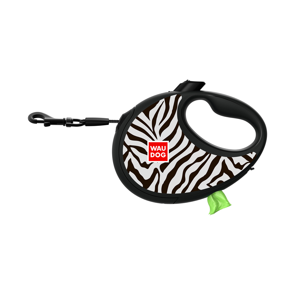 Повідець для собак WAUDOG R-leash з контейнером для пакетів "Зебра", світловідбивна стрічка L (257-0055) Повідець для собак WAUDOG R-leash з контейнером для пакетів "Зебра", світловідбивна стрічка L (257-0055)