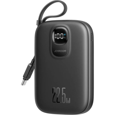 Батарея універсальна JOYROOM 10000mAh, 22.5W, PD, QC, built-in USB-C cable, Black (JR-PBF17)
