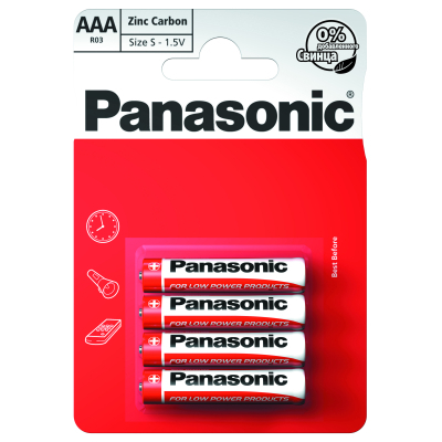 Battery PANASONIC AAA R03 RED ZINK * 4 (R03REL/4BP)