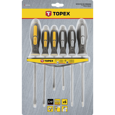 Набір викруток Topex ударних, 6 шт. (39D506)