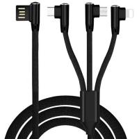 Дата кабель USB 2.0 AM to Lightning + Micro 5P + Type-C 1.2m black XoKo (SC-340-BK)