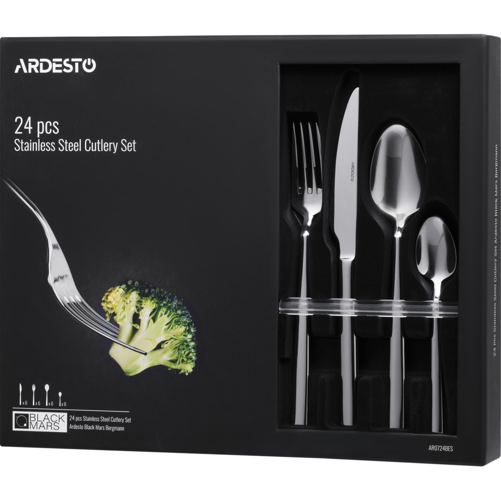 Набір столових приборів Ardesto Black Mars Bergmann 24 предмета (AR0724BES)