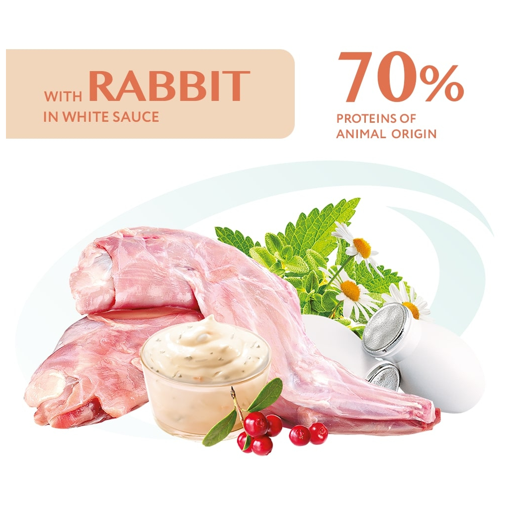 Вологий корм для кішок Optimeal зі смаком кролика в білому соусі 85 г (4820083905476)