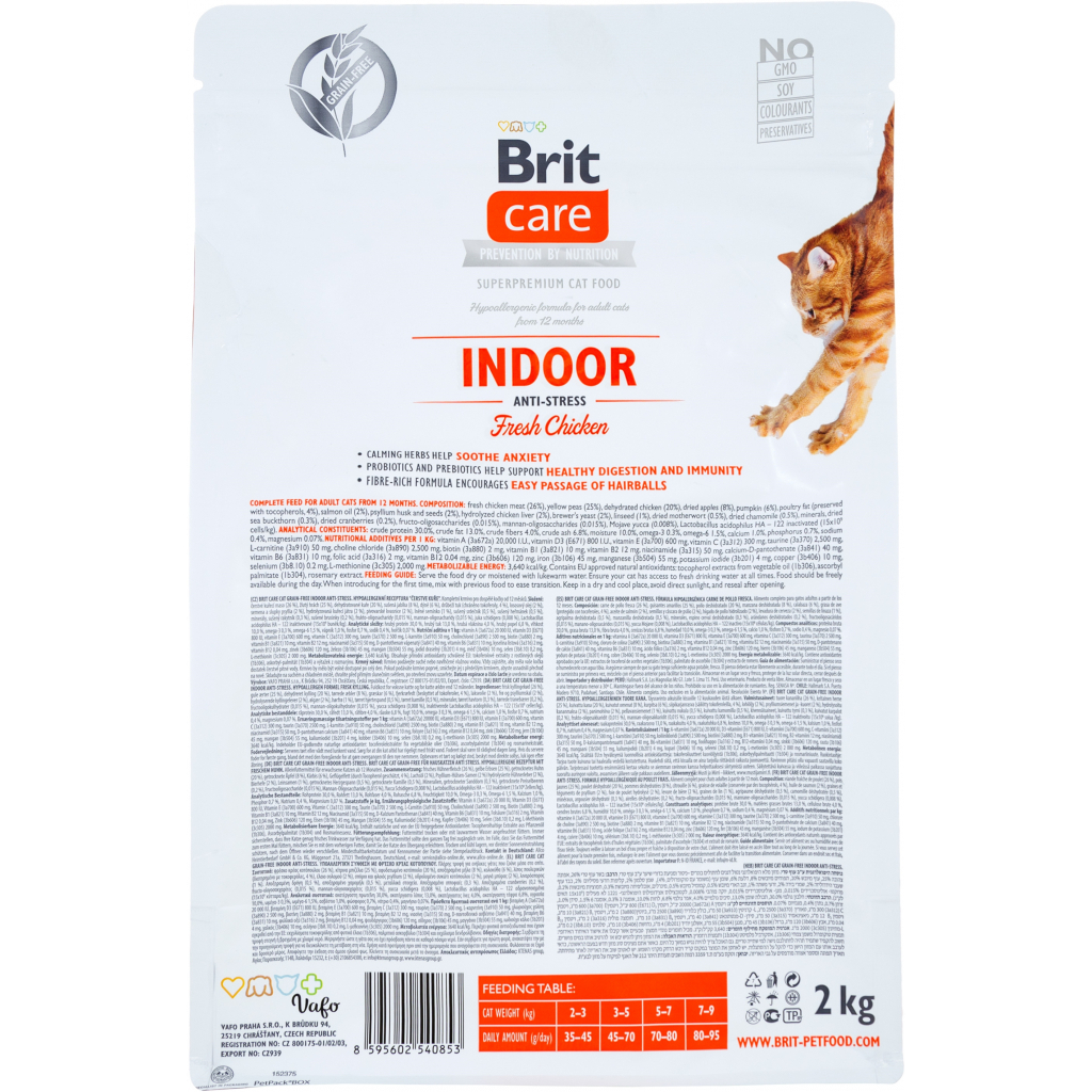 Сухий корм для кішок Brit Care Cat GF Indoor Anti-stress 2 кг (8595602540853)