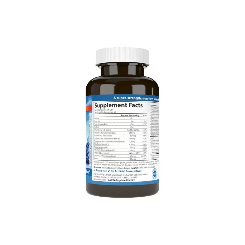 Жирні кислоти Carlson Мультивітаміни з Омега-3, Multi+Omega-3, 60 гелевих капсул (CL15850) Жирні кислоти Carlson Мультивітаміни з Омега-3, Multi+Omega-3, 60 гелевих капсул (CL15850)