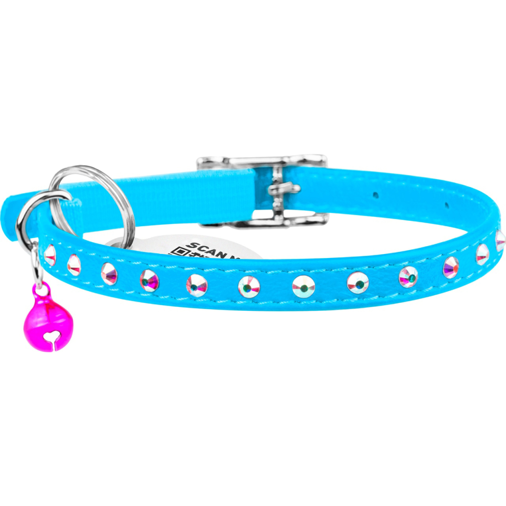 Нашийник для тварин WAUDOG GLAMOUR з резинкою і стразами для кішок (блакитний) (32542) Нашийник для тварин WAUDOG GLAMOUR з резинкою і стразами для кішок (блакитний) (32542)