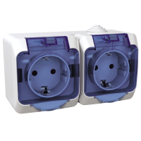 Schneider Electric CEDAR socket double 2K+Z with curtains and transparent cover white IP44 (WDE000525)