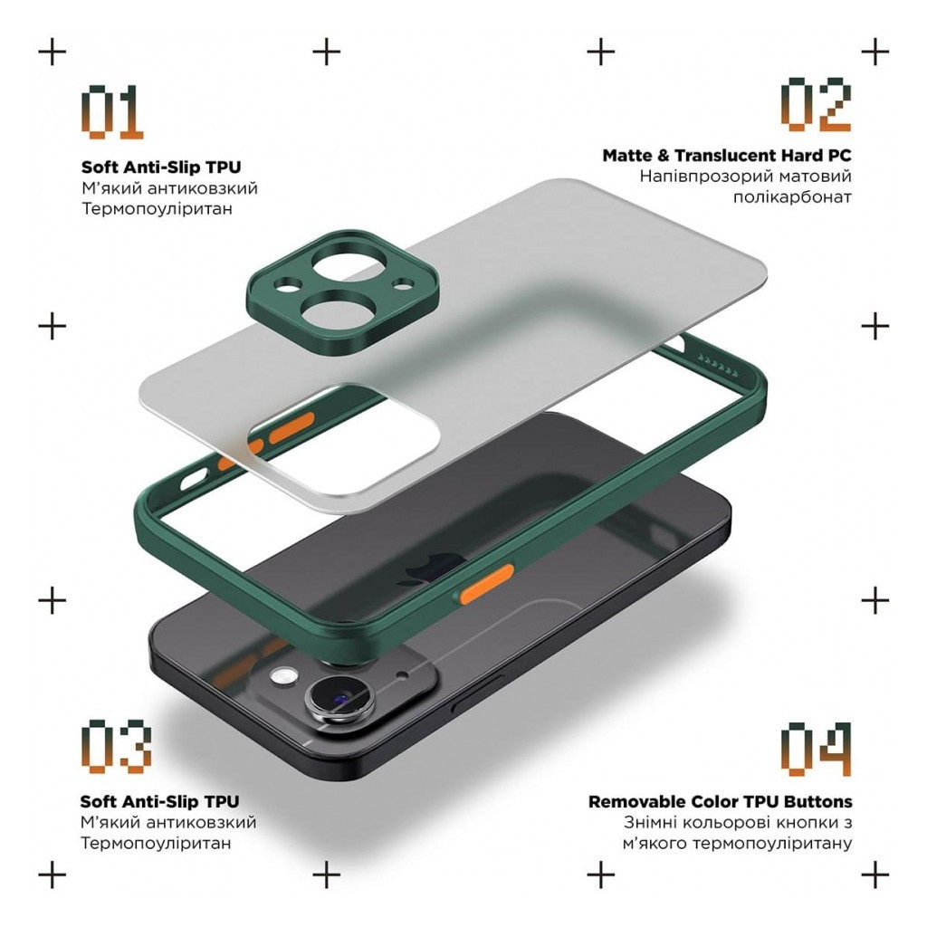 Чохол до мобільного телефона Armorstandart Frosted Matte Xiaomi Redmi Note 13 5G Dark Green (ARM71882) Чохол до мобільного телефона Armorstandart Frosted Matte Xiaomi Redmi Note 13 5G Dark Green (ARM71882)