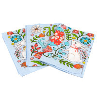 Fleece towel Waffle set Easter Bunnies with an Easter egg blue 45x60 cm 3 pcs (710Т_ Easter Bunnies with an Easter egg blue)
