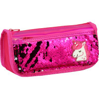 Cool For School pencil case 2 compartments with sequins and appliqué Red-pink (CF5949-rose)