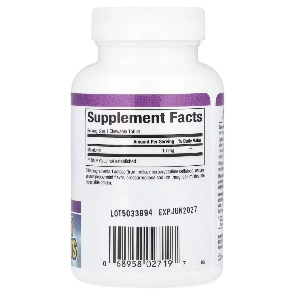 Амінокислота Natural Factors Мелатонін, 10 мг, Stress Relax, Melatonin, 60 жувальних таблеток (NFS-02719)