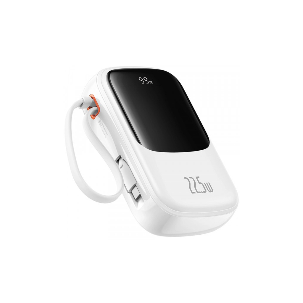 Повербанк Baseus Qpow Pro+ 20000mAh 22,5W, PD/3.0, QC/3.0, FCP, AFC, built-in USB-C cable, white (P10067103213-00)
