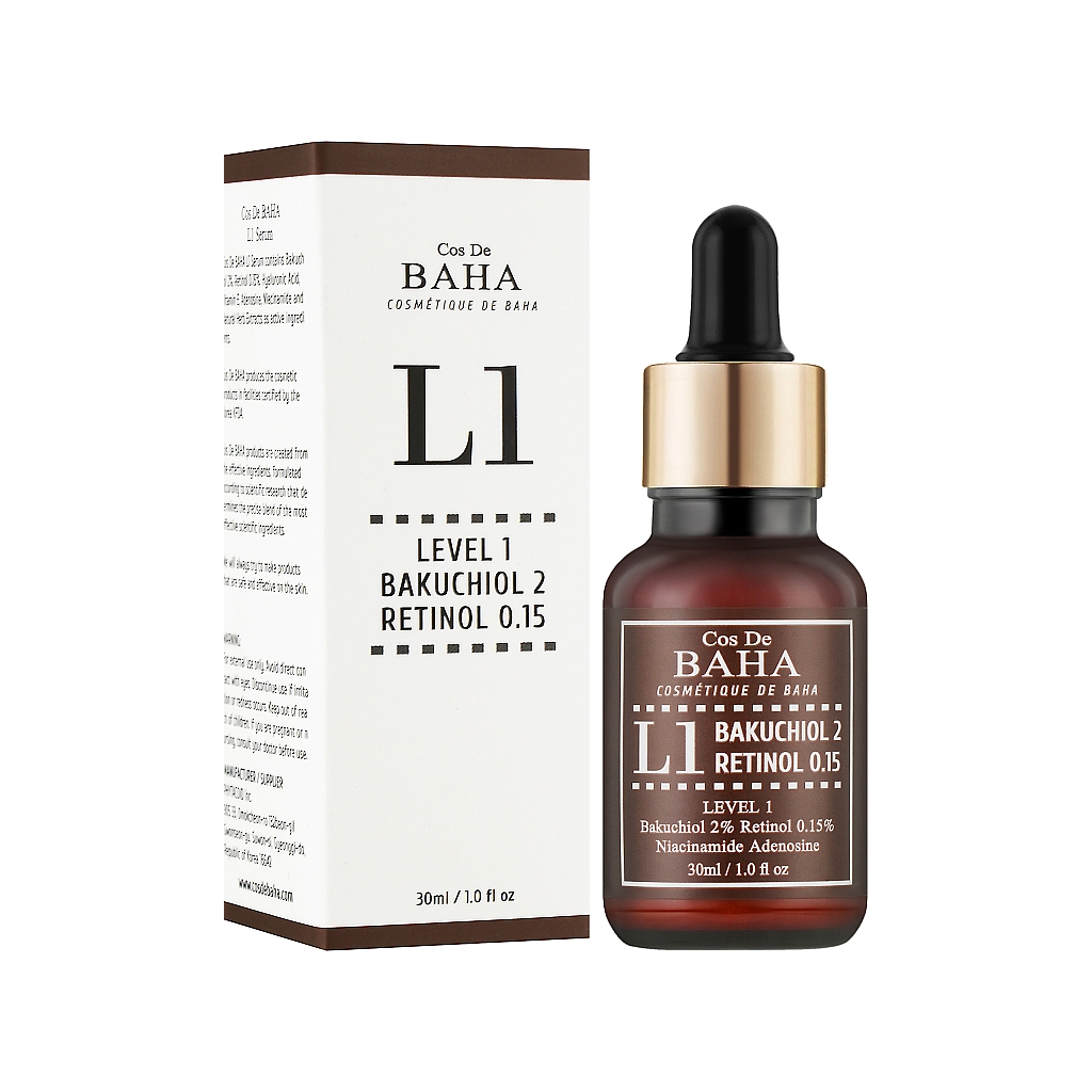Сироватка для обличчя Cos De BAHA L1 Bakuchiol & Retinol Serum Антивікова 30 мл (8809240318171)