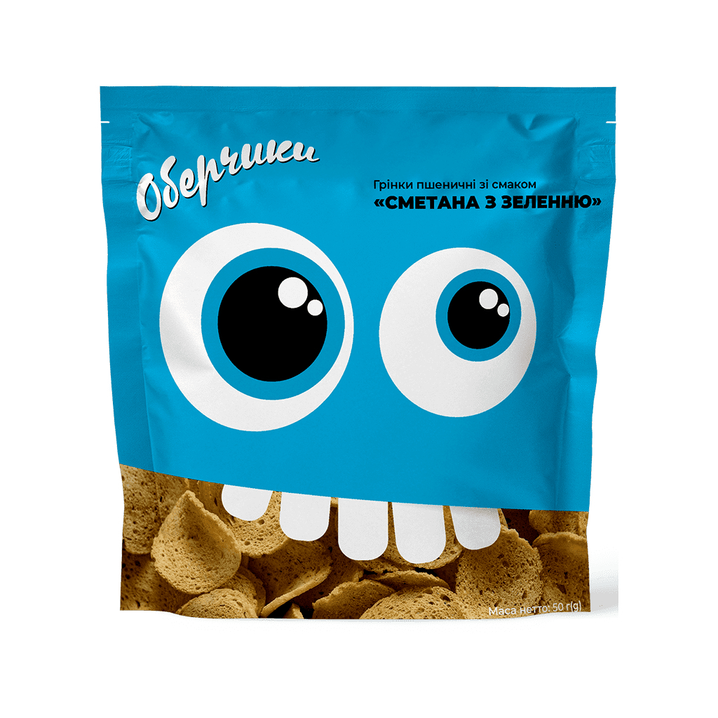 Сухарики Обертоси пшеничні зі смаком Сметана з зеленню 50 г (4820173480630)