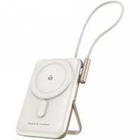 Батарея універсальна Choetech Magnetic Wireless 10000mAh 20W, PD, Qi-15W, USB-C In/Out, buid-in cabel, White (B735-CCWH)