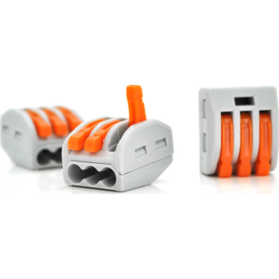 З'єднувач кабелю 3-pin аналог WAGO K222-413, 15штпак Voltronic (K222-413/15 / 41475)