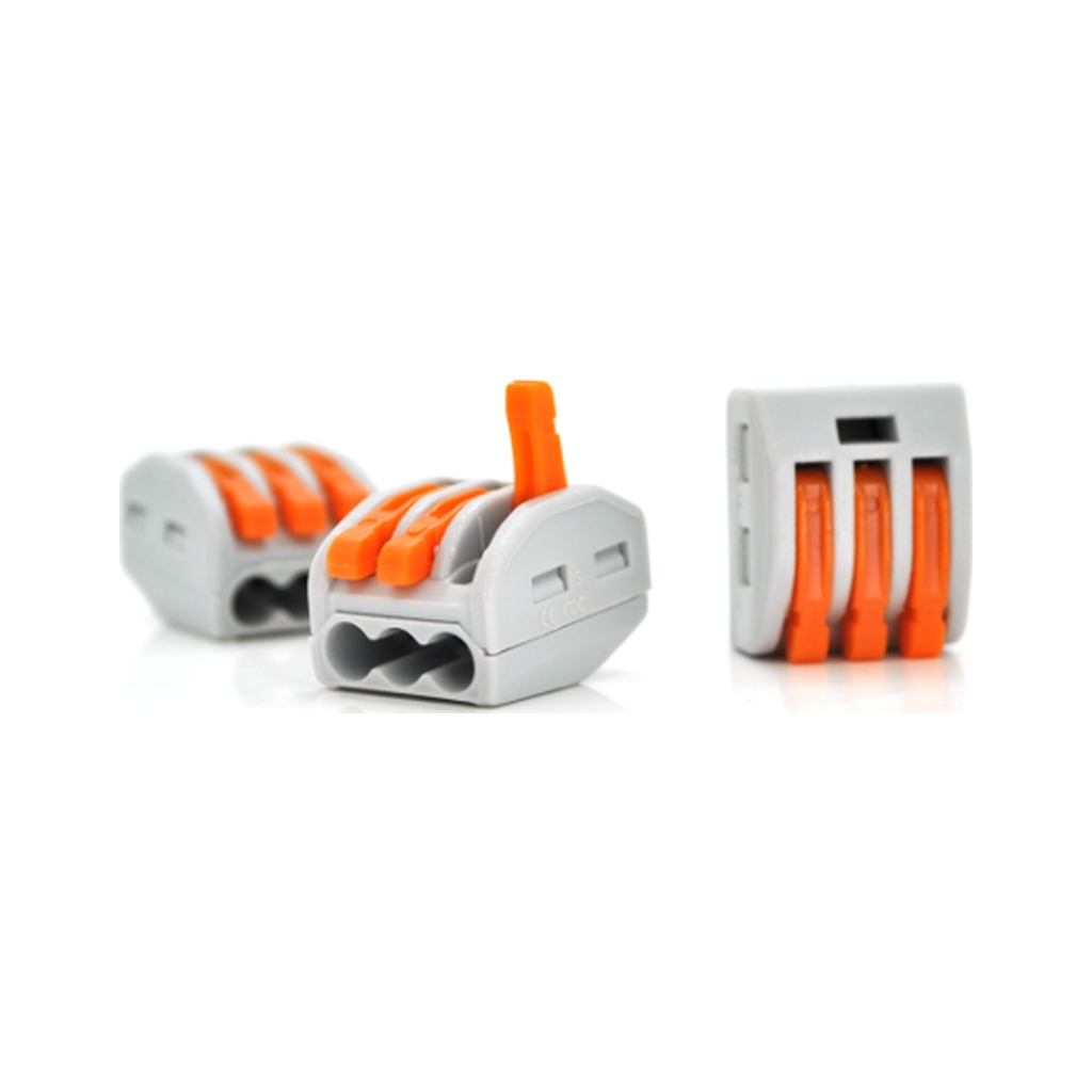 З'єднувач кабелю 3-pin аналог WAGO K222-413, 15штпак Voltronic (K222-413/15)