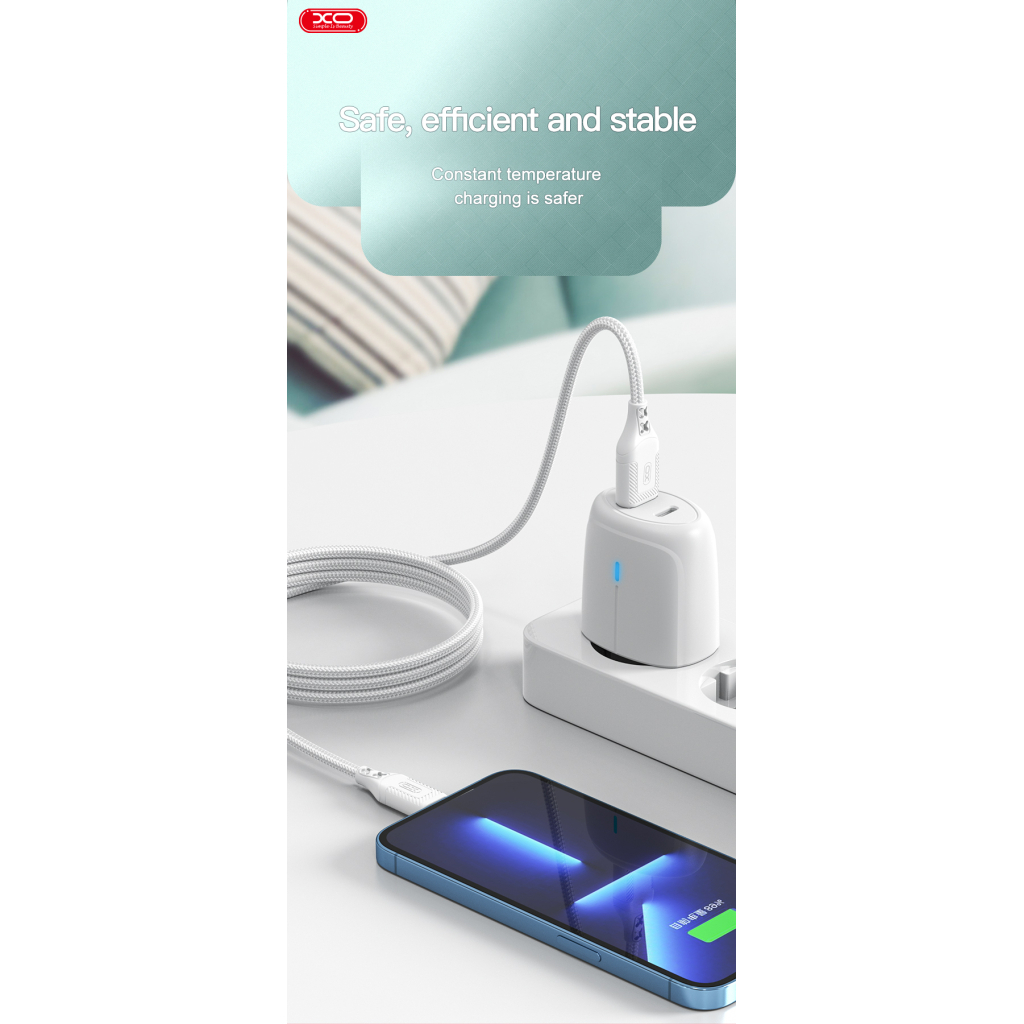 Дата кабель USB-C to Lightning 1.0m 27W braided XO (NBQ236A_White) Дата кабель USB-C to Lightning 1.0m 27W braided XO (NBQ236A_White)