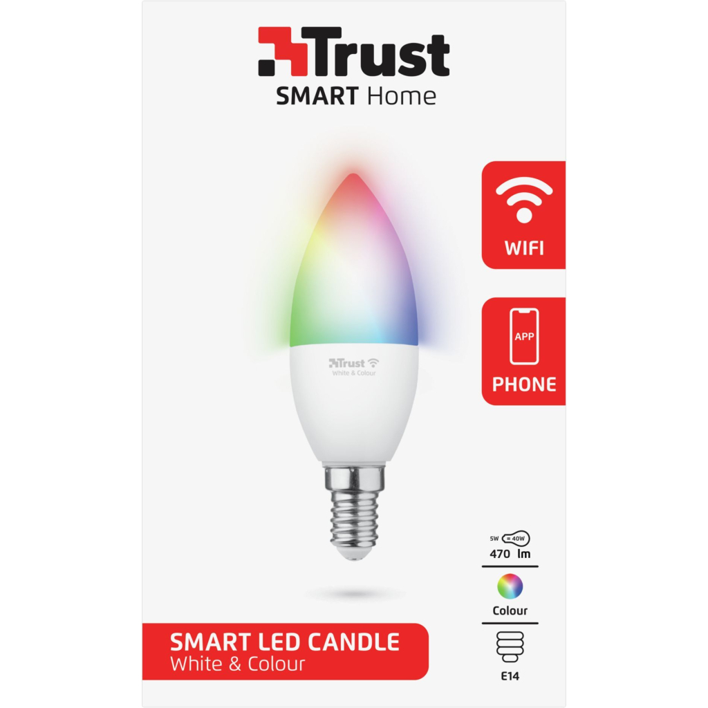 Розумна лампочка Trust E14 470 Lumen, 1800-6500k, RGBCW, white (71280_TRUST)