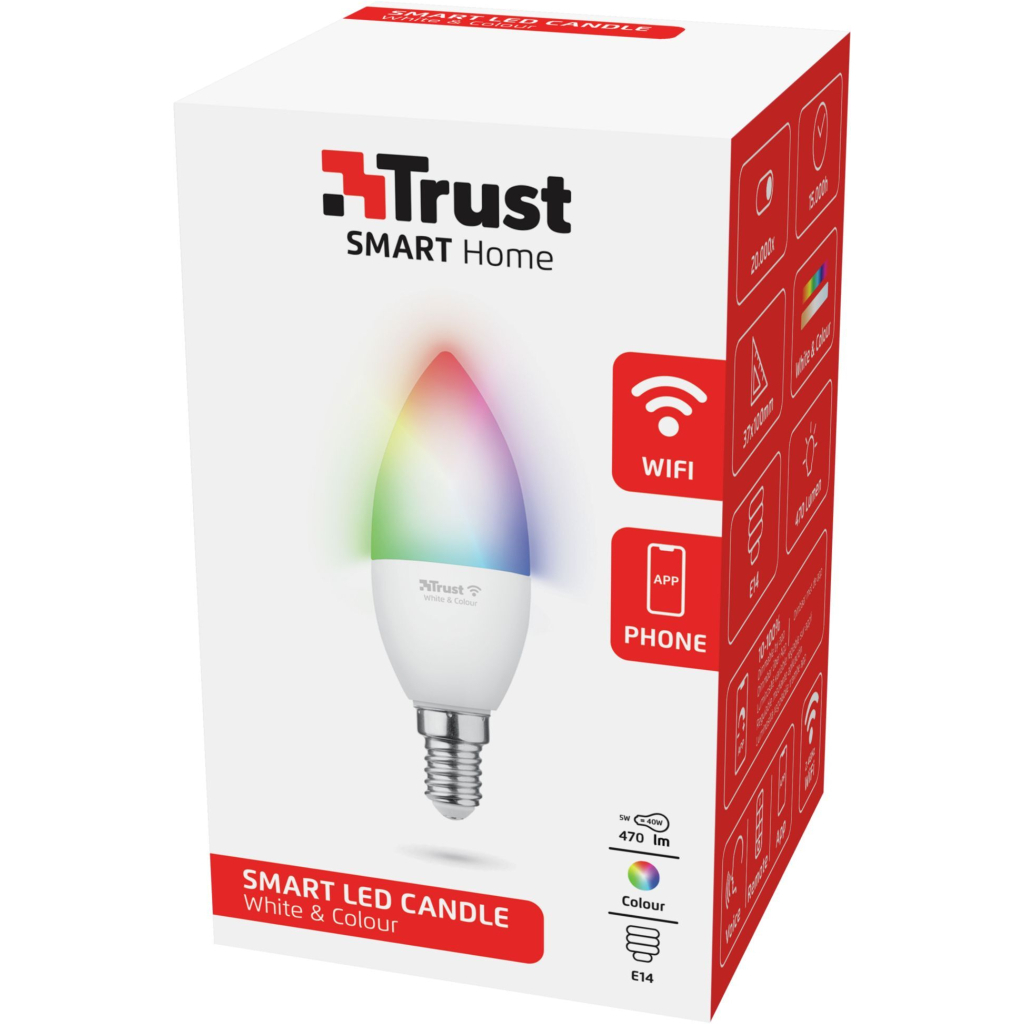 Розумна лампочка Trust E14 470 Lumen, 1800-6500k, RGBCW, white (71280_TRUST)