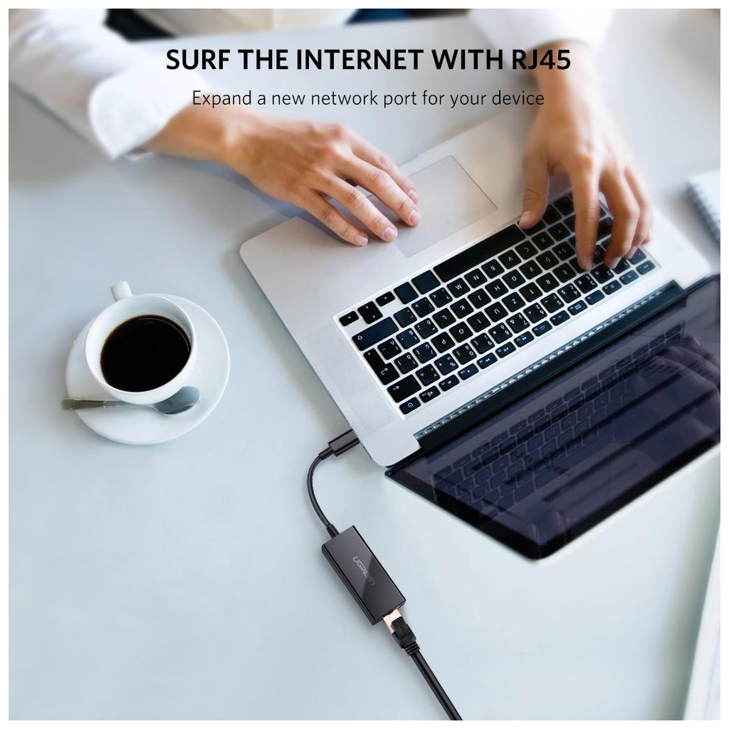 Перехідник USB-C 3.1 to RJ45 1000Mbps black UGREEN (50307) Перехідник USB-C 3.1 to RJ45 1000Mbps black UGREEN (50307)